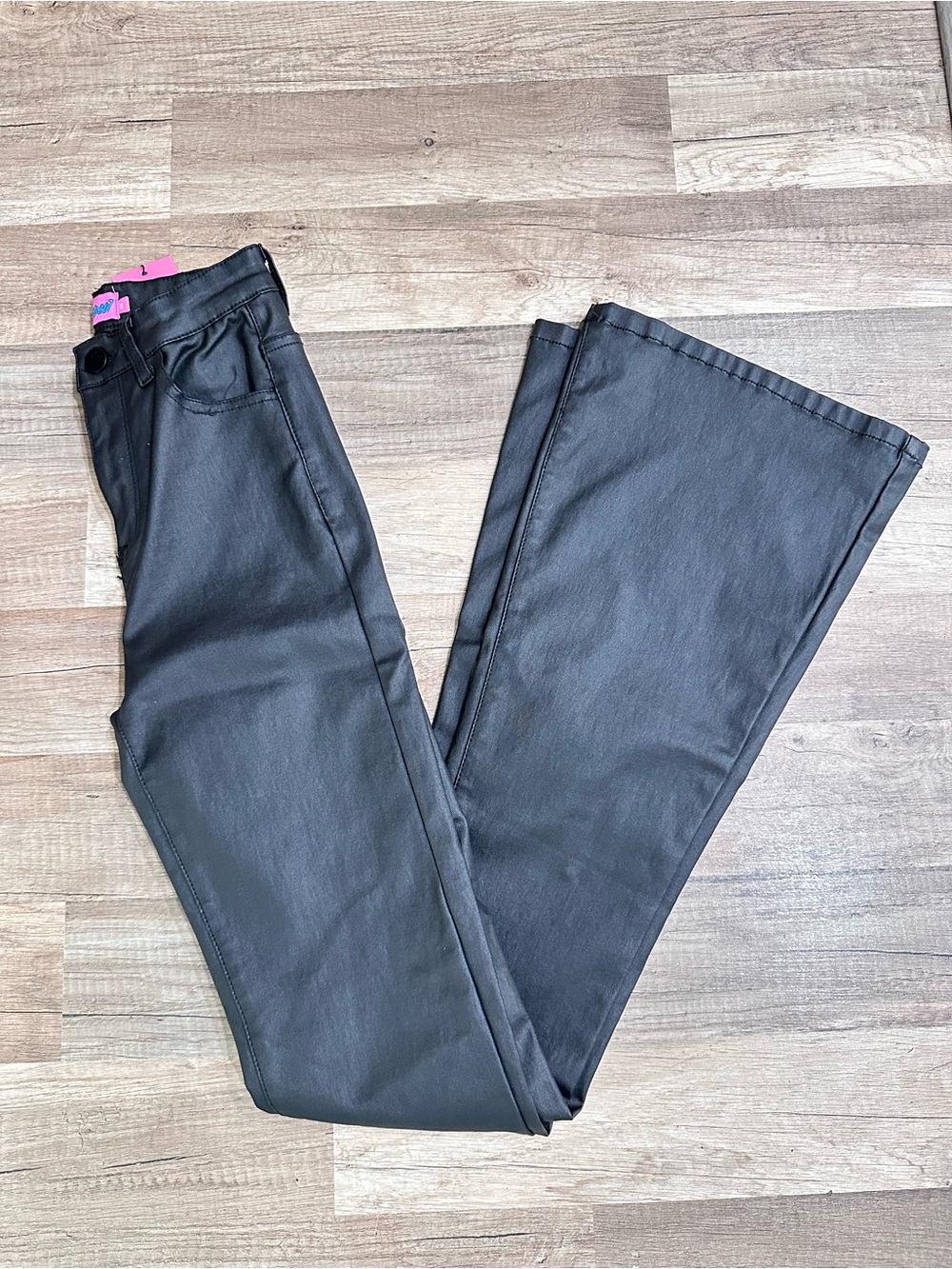 NWT Edikted Black Flare Coated Pants